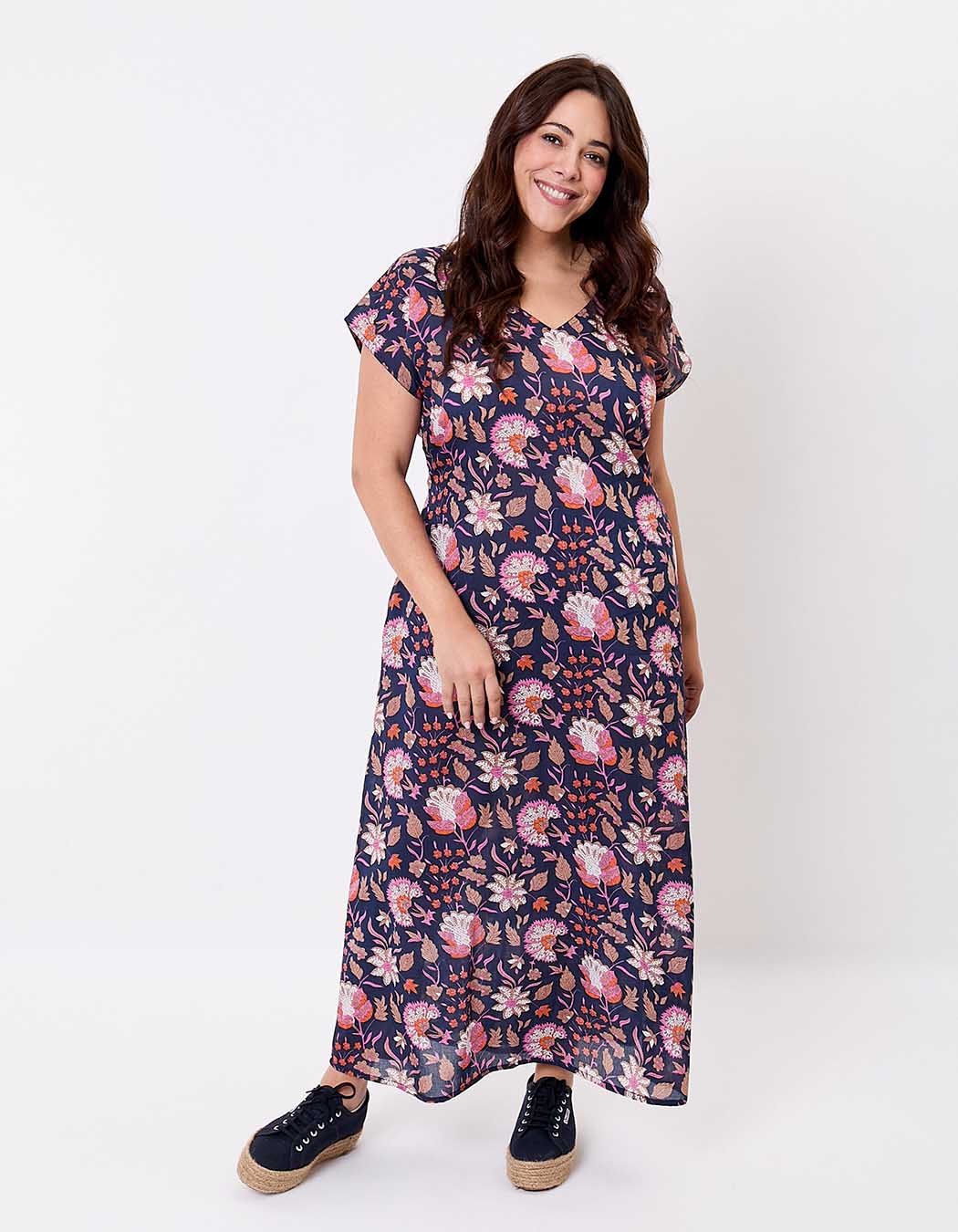 Robe longue voile de coton bio imprimé La Fiancée