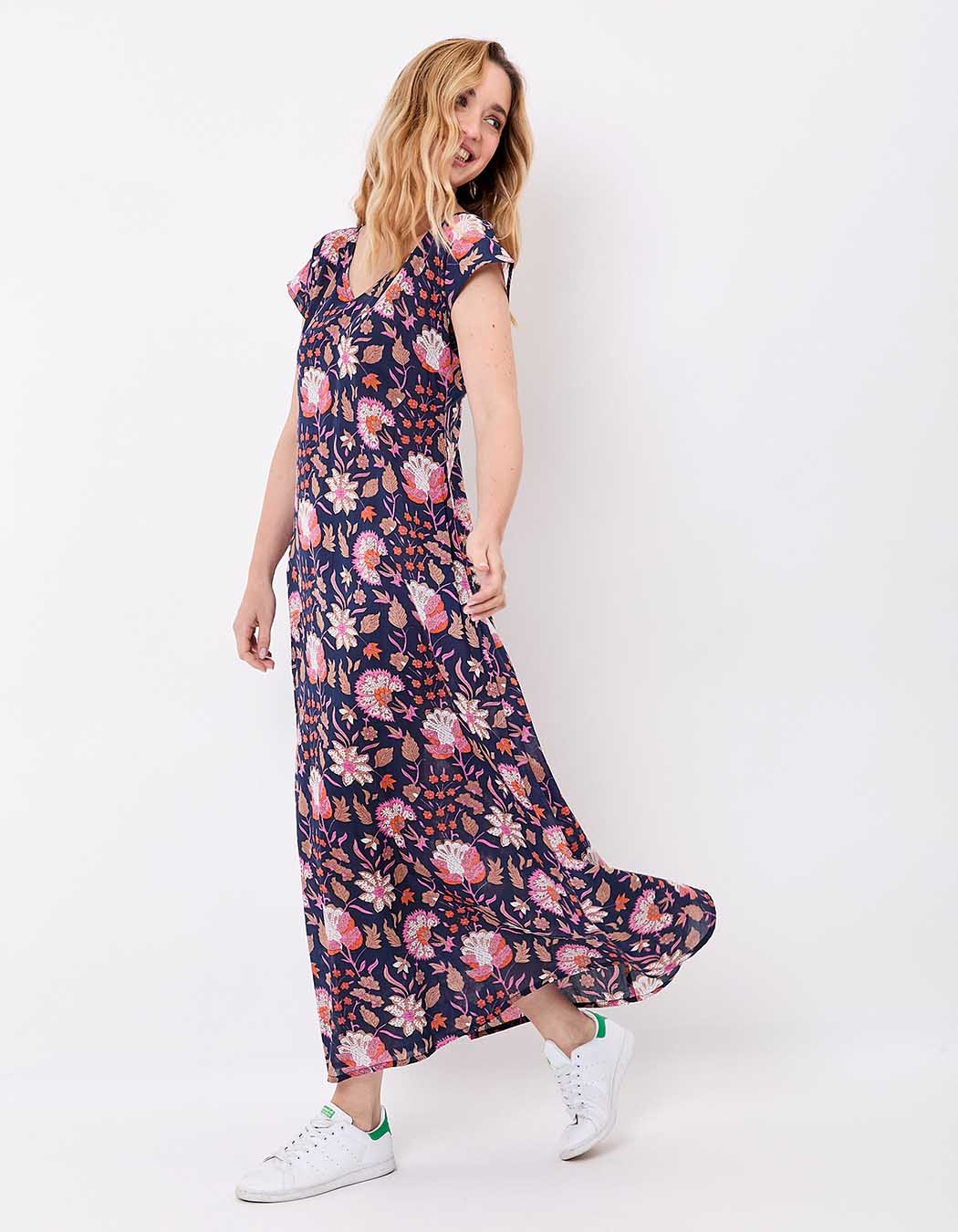 Robe longue voile de coton bio imprimé La Fiancée