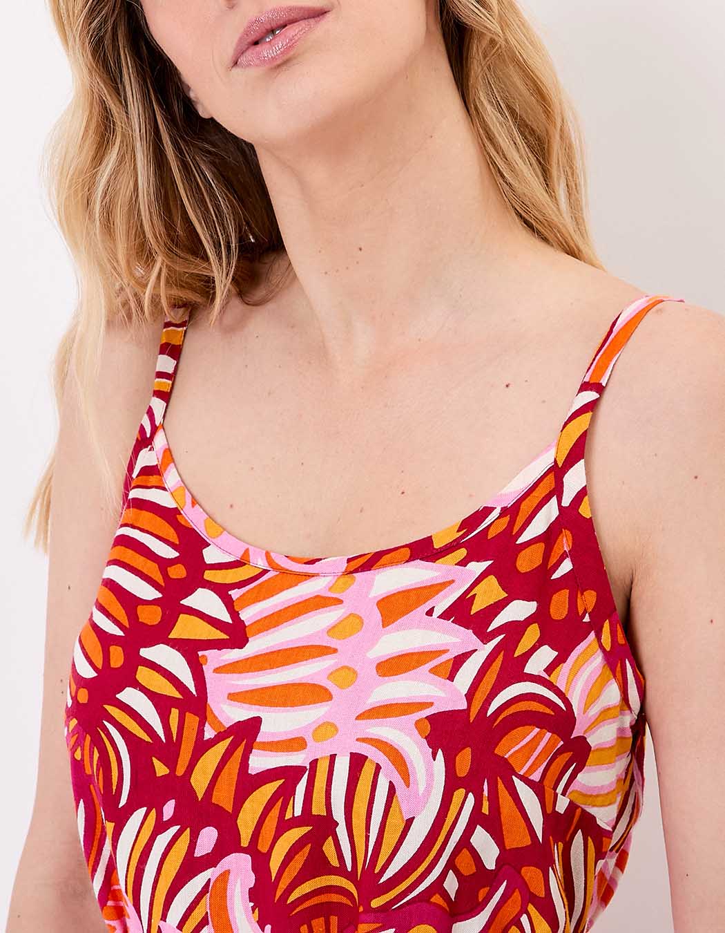 Robe fluide sans manches avec ceinture imprimé La Fiancée