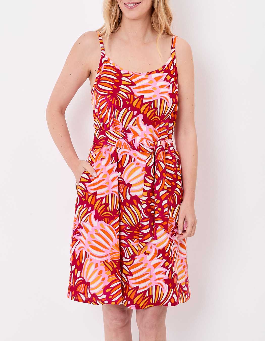 Robe fluide sans manches avec ceinture imprimé La Fiancée