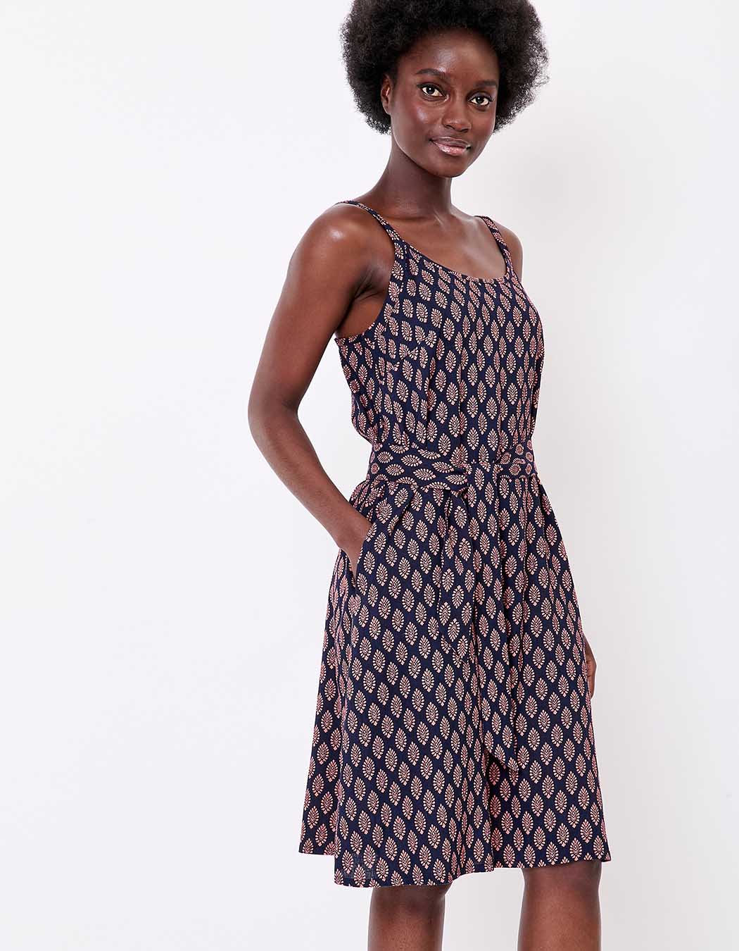 Robe fluide sans manches avec ceinture imprimé La Fiancée