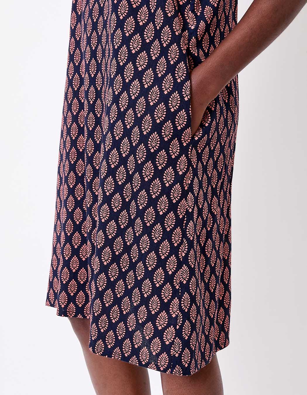 Robe fluide sans manches avec ceinture imprimé La Fiancée