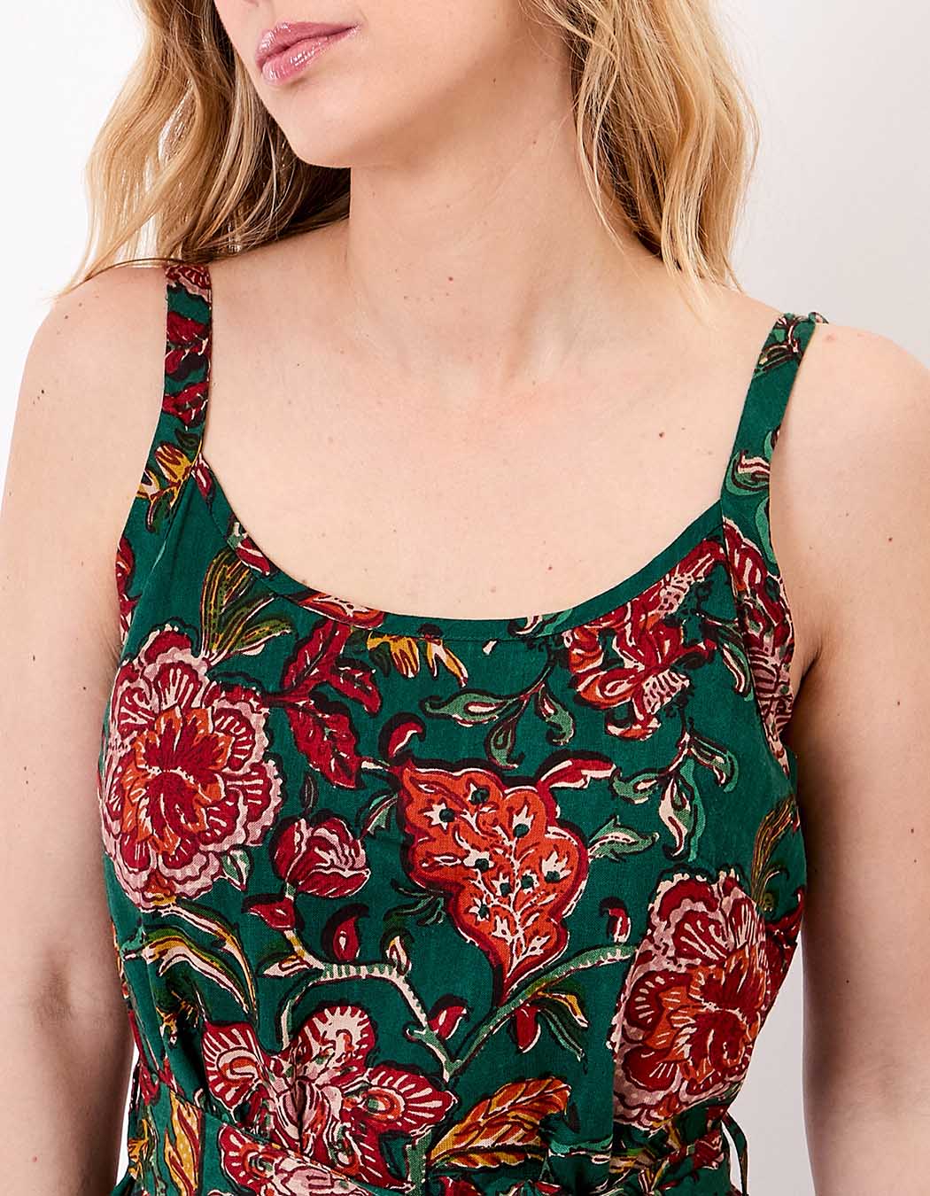 Robe fluide sans manches avec ceinture imprimé La Fiancée
