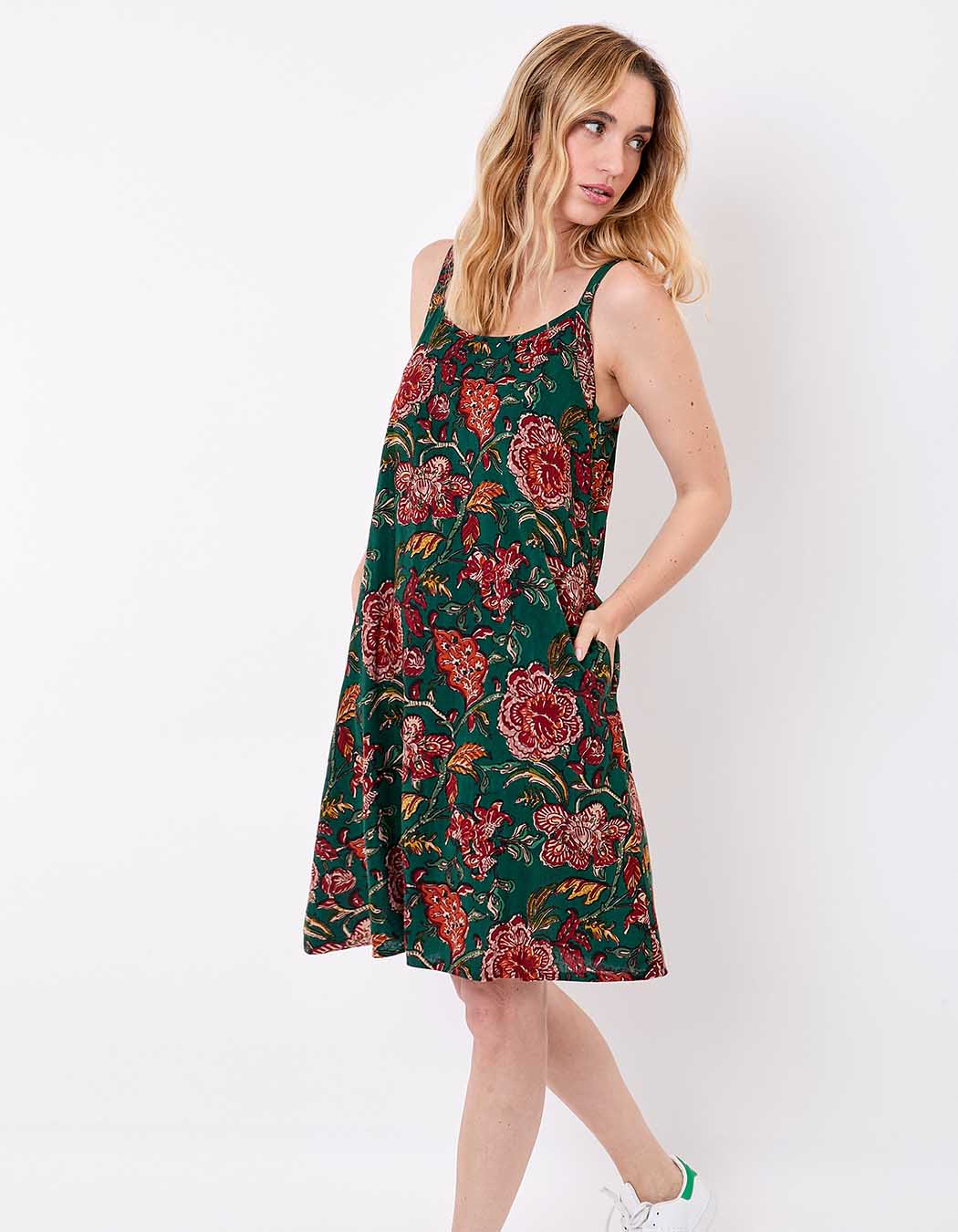 Robe fluide sans manches avec ceinture imprimé La Fiancée