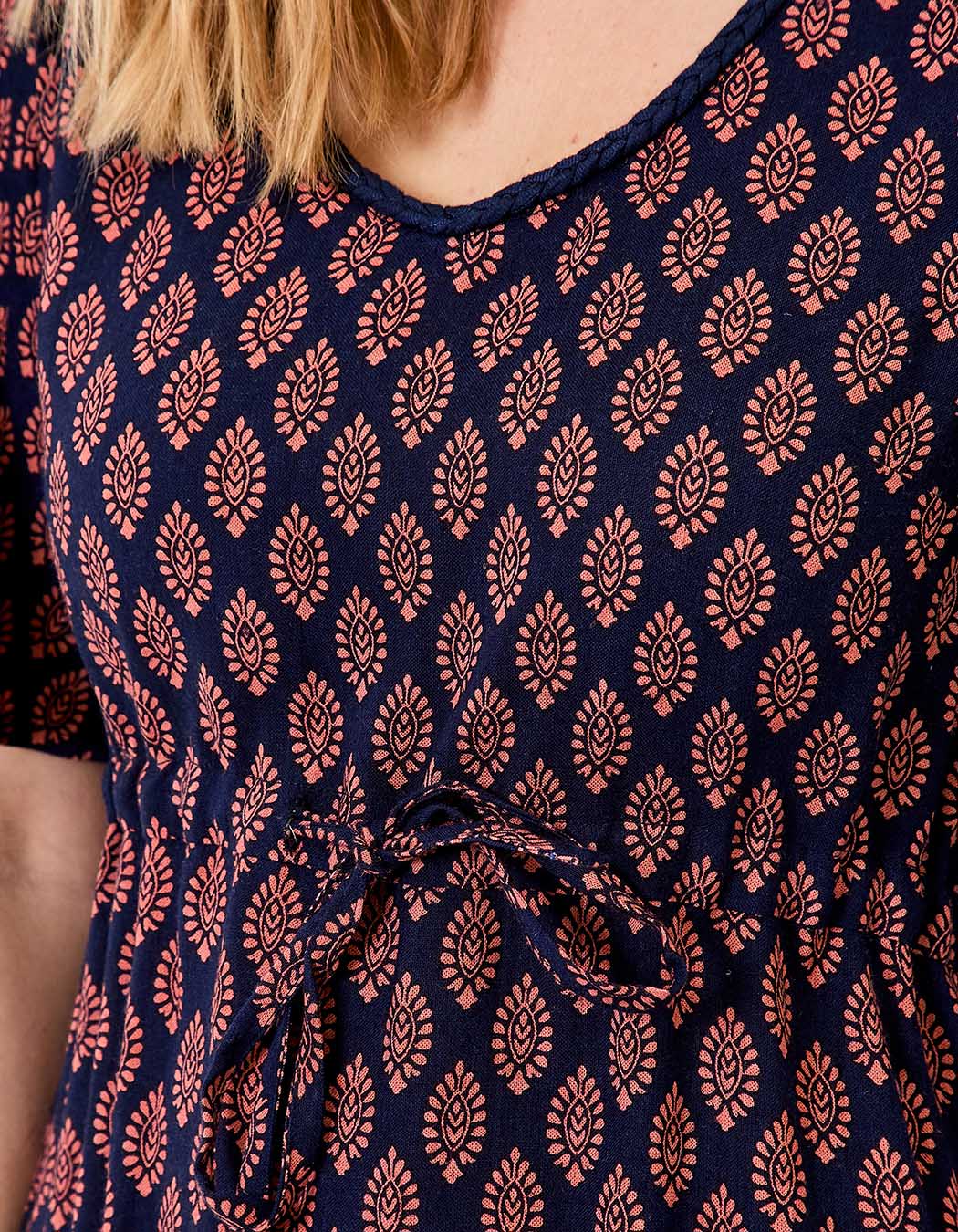 Robe longue fluide viscose lin imprimé La Fiancée