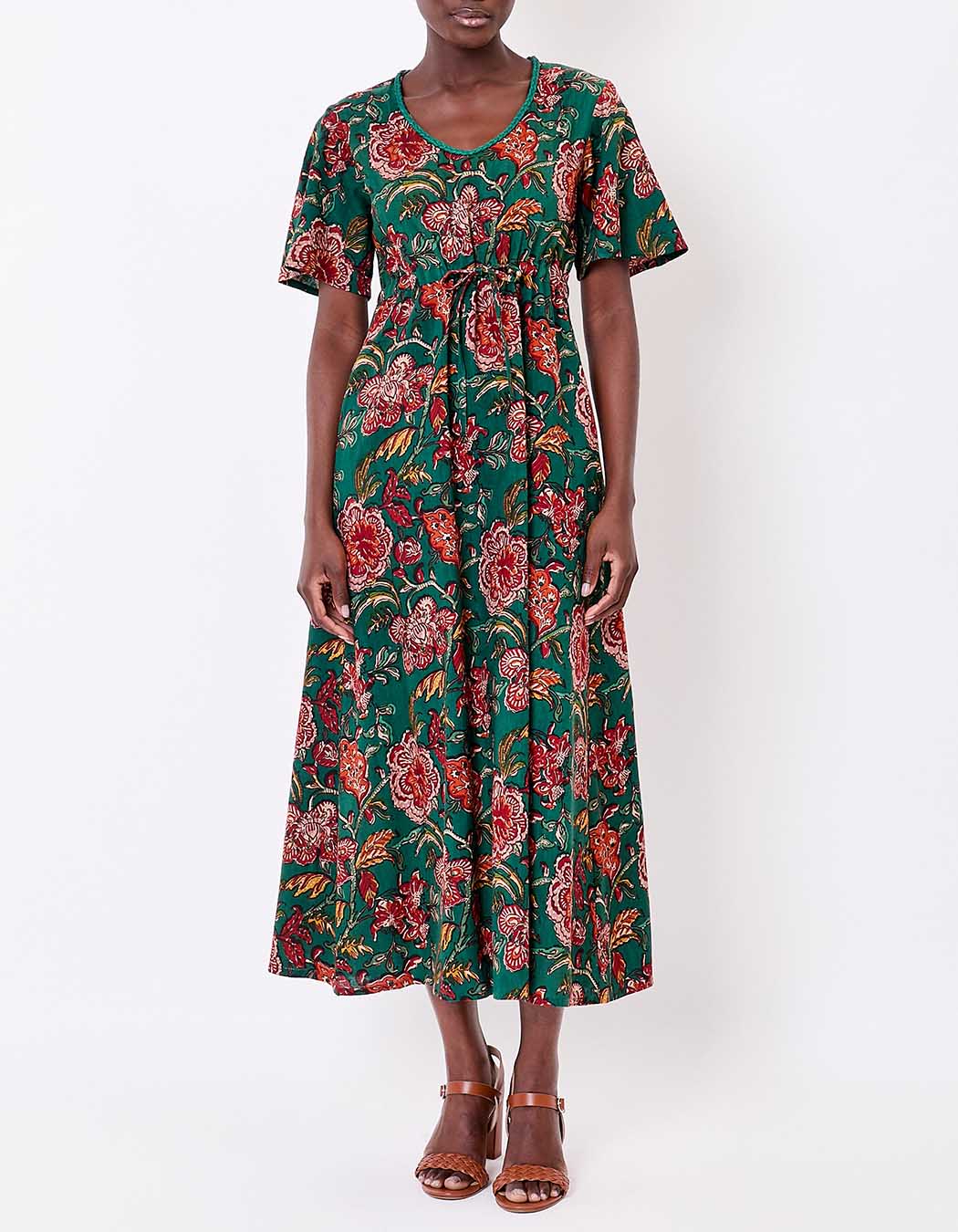 Robe longue fluide viscose lin imprimé La Fiancée