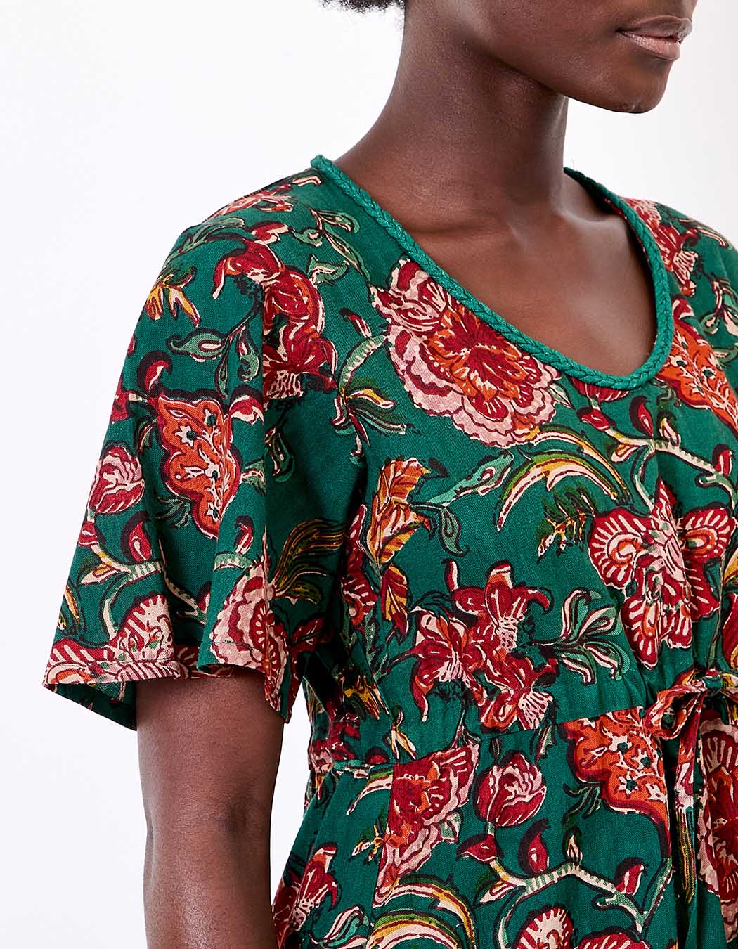 Robe longue fluide viscose lin imprimé La Fiancée