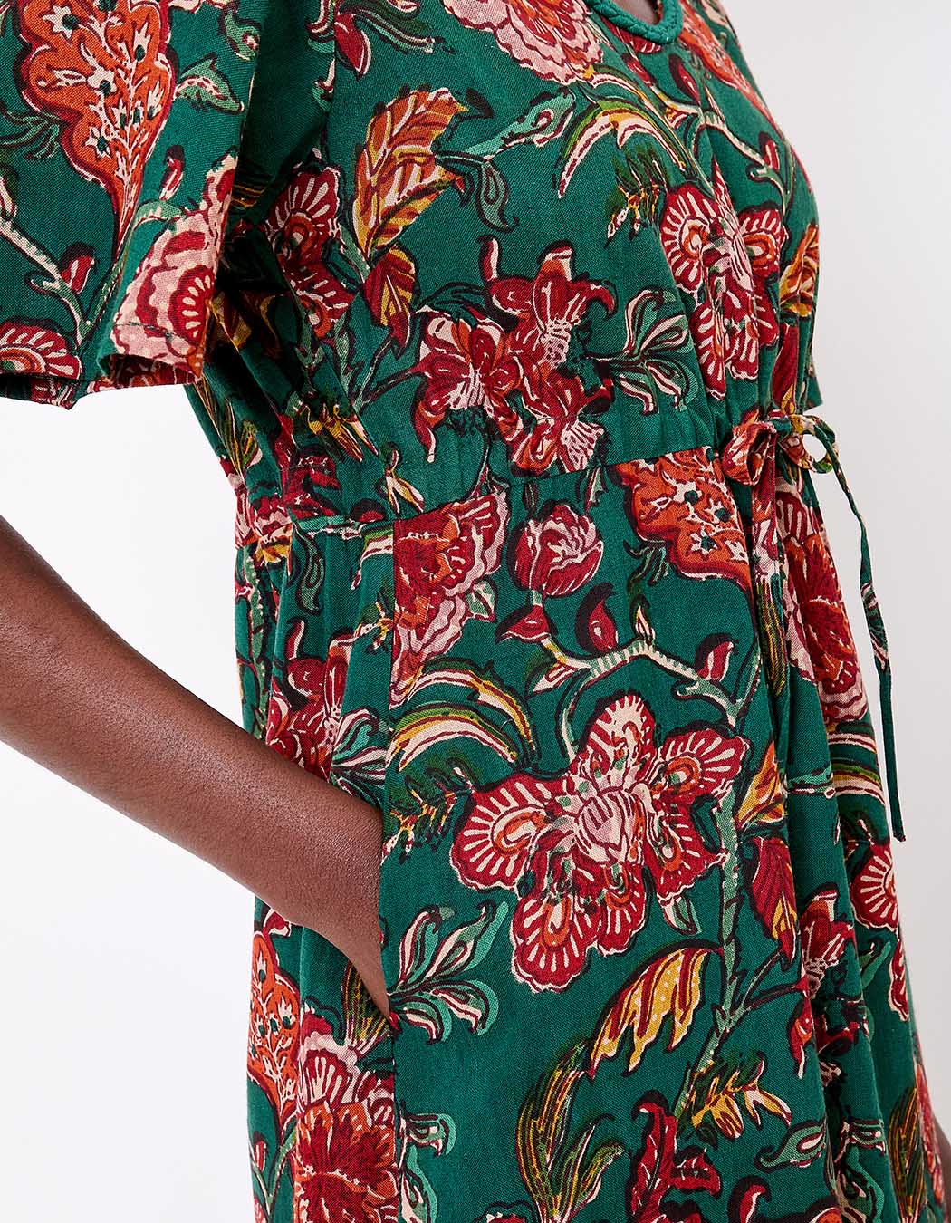 Robe longue fluide viscose lin imprimé La Fiancée