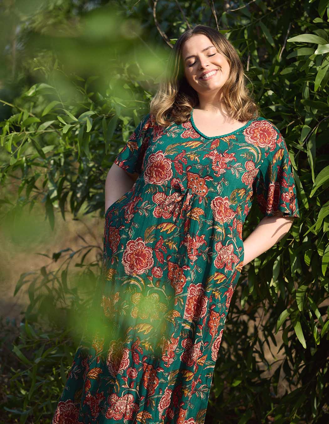 Robe longue fluide viscose lin imprimé La Fiancée