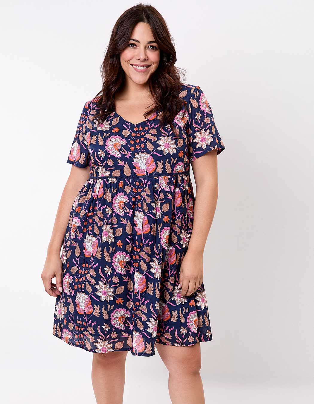 Robe évasée coton bio doublé imprimé La Fiancée