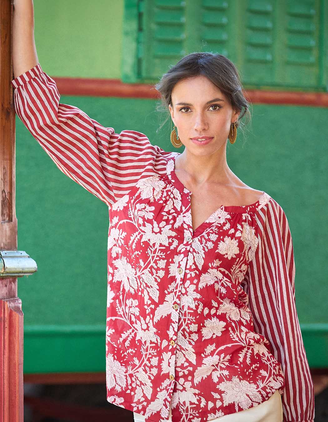 Blouse ample voile de coton bio imprimé La Fiancée
