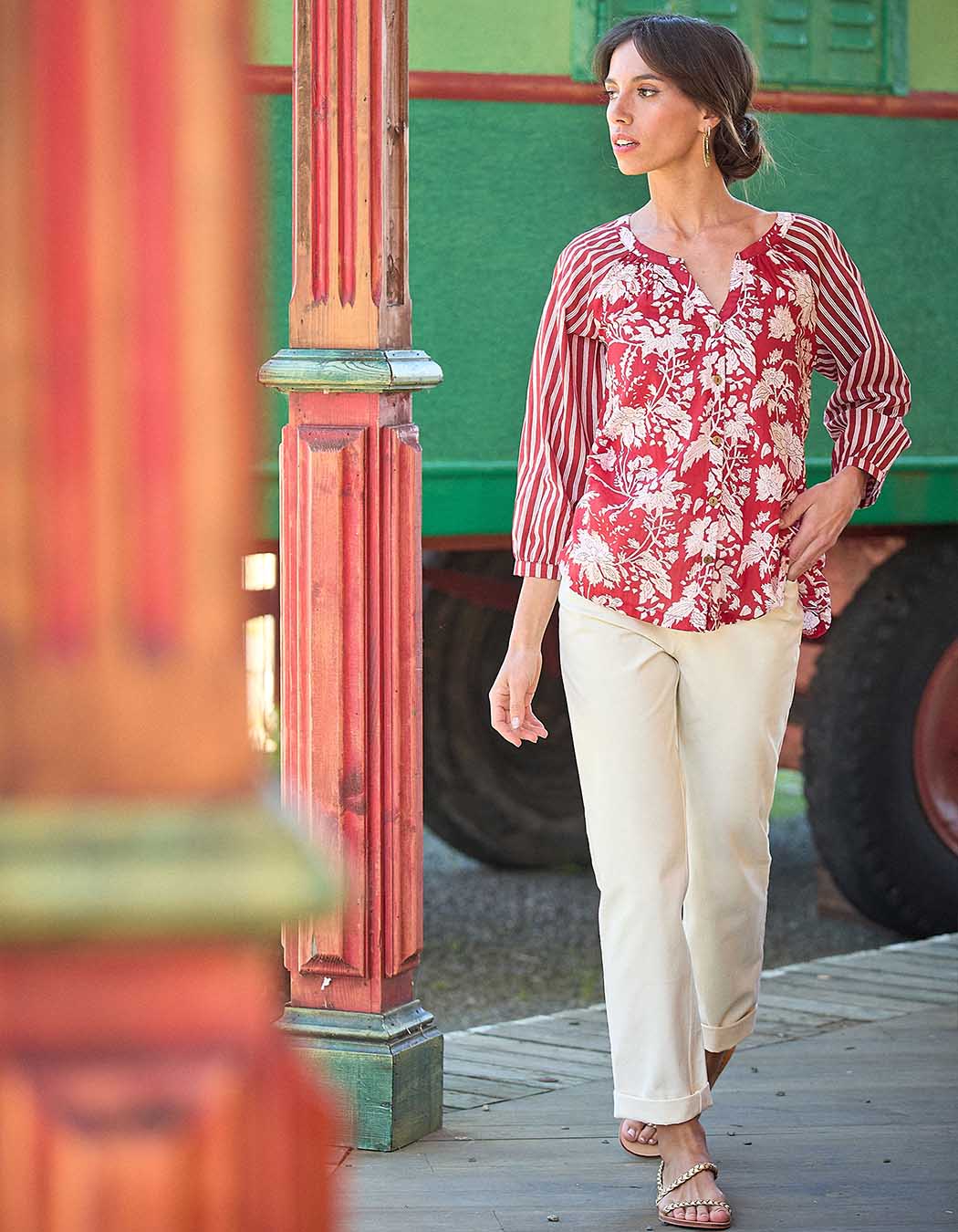 Blouse ample voile de coton bio imprimé La Fiancée