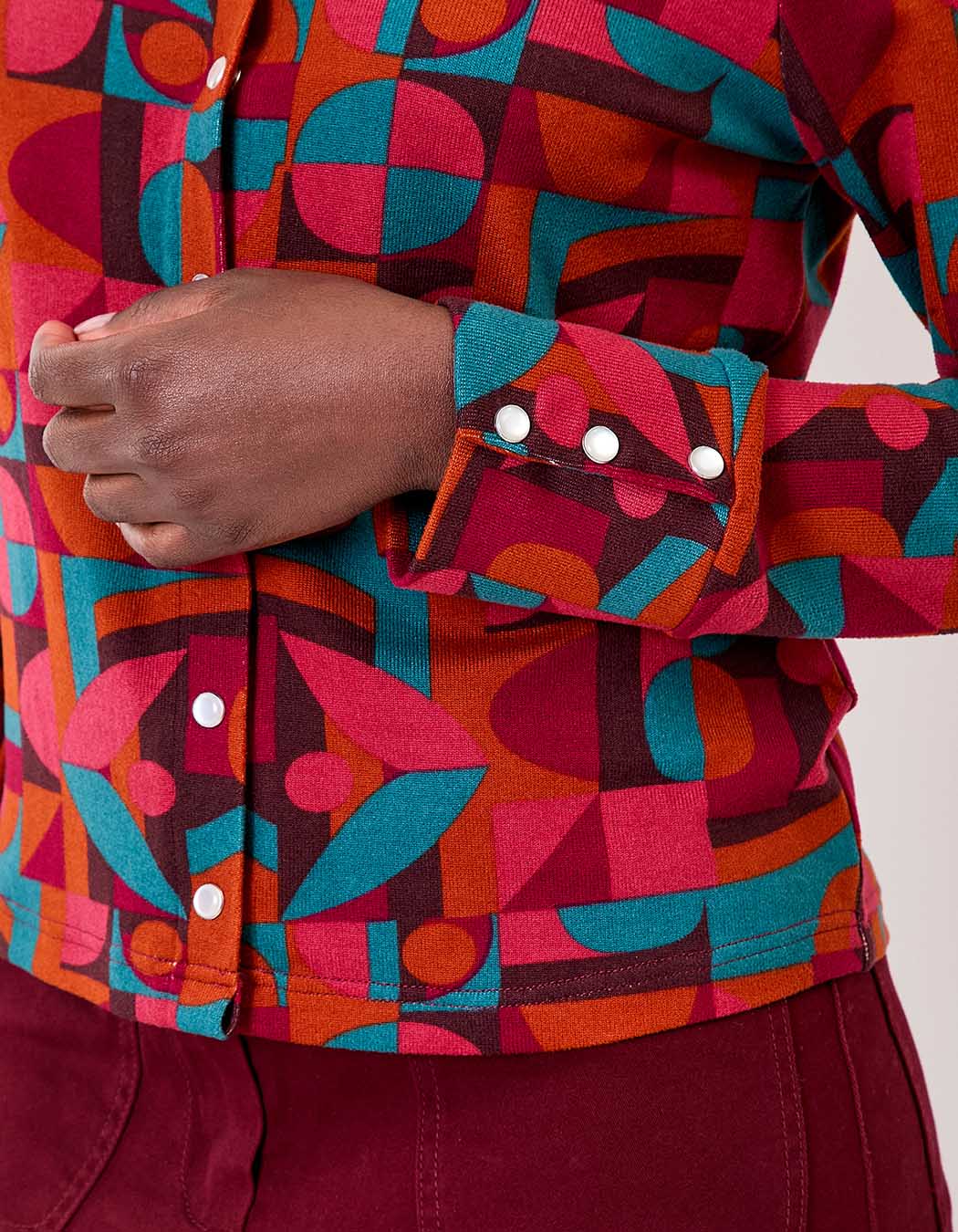 Gilet maille fine boutonn&eacute;e imprim&eacute; La Fianc&eacute;e