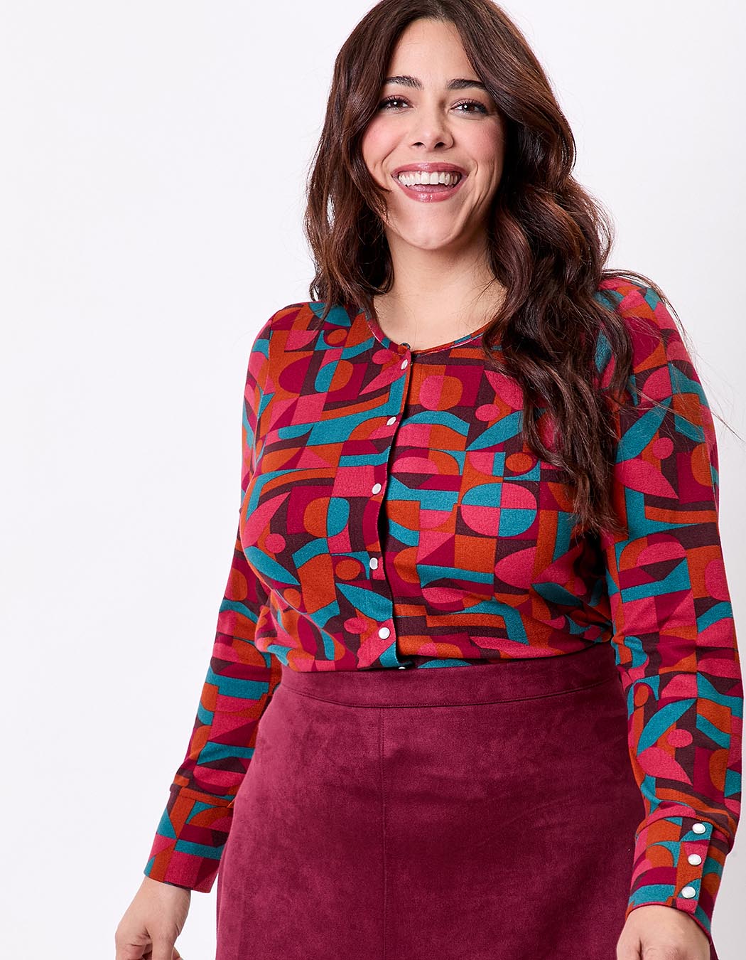 Gilet maille fine boutonn&eacute;e imprim&eacute; La Fianc&eacute;e