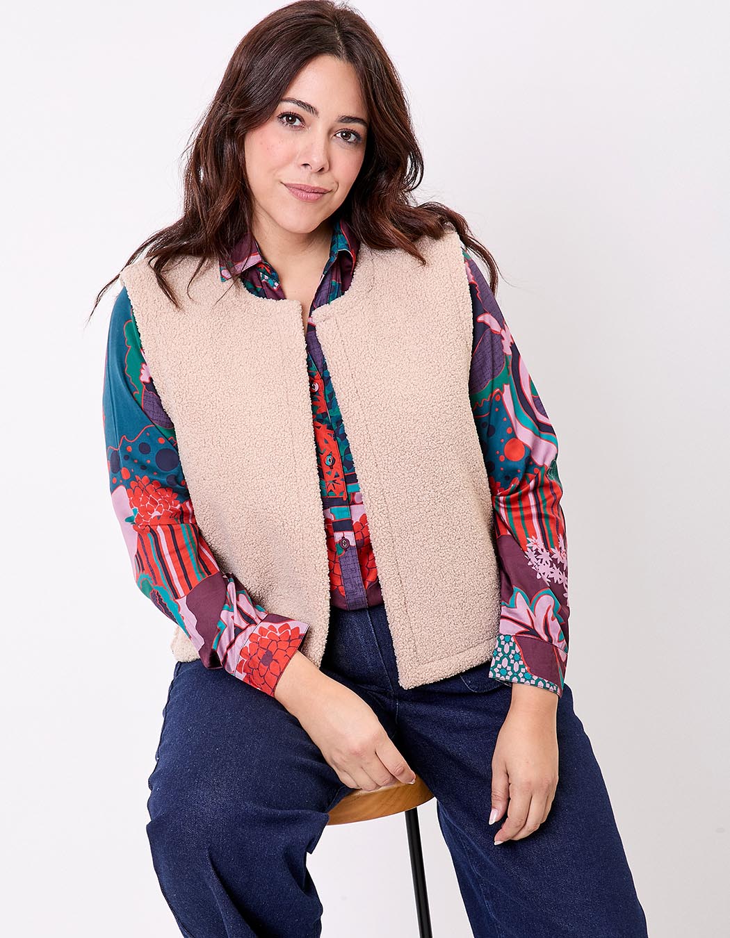Gilet r&eacute;versible sherpa et &agrave; motifs imprim&eacute; La Fianc&eacute;e