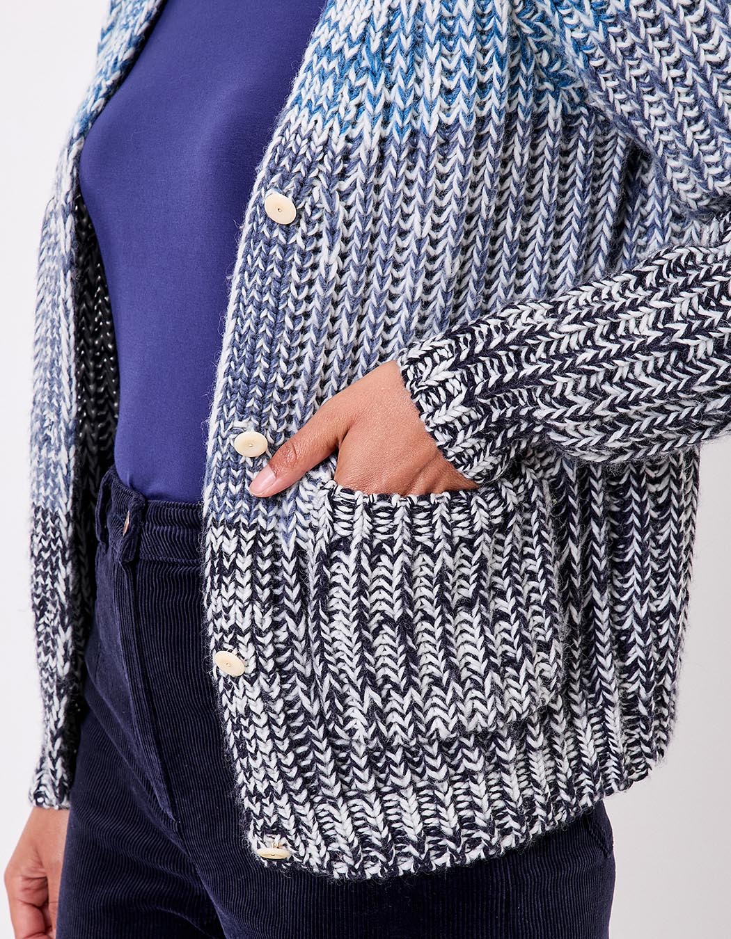 Gilet grosse maille chinée imprimé La Fiancée