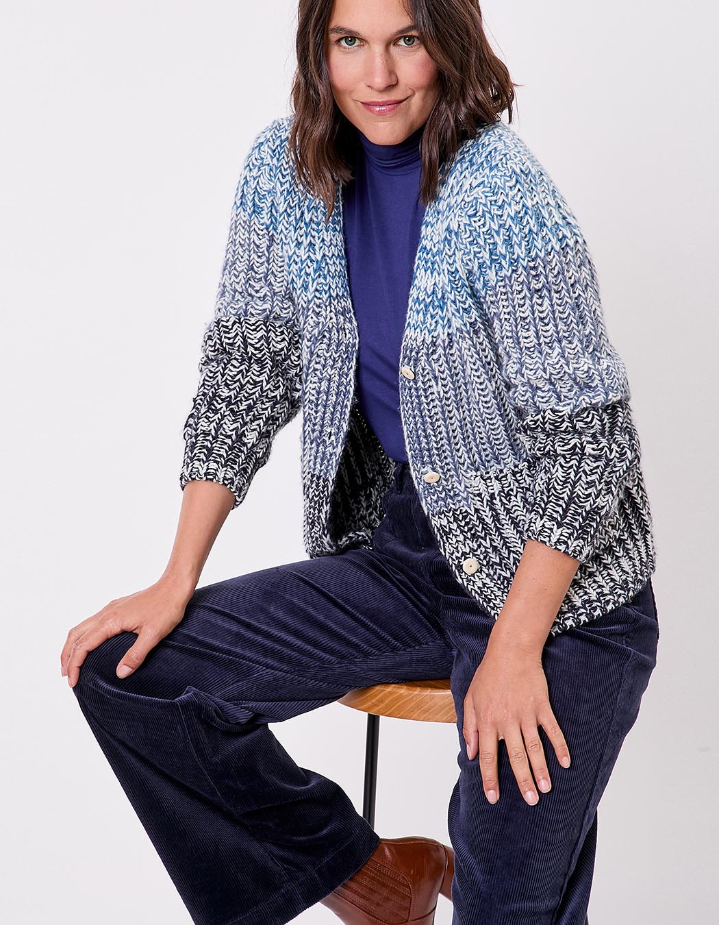 Gilet grosse maille chinée imprimé La Fiancée