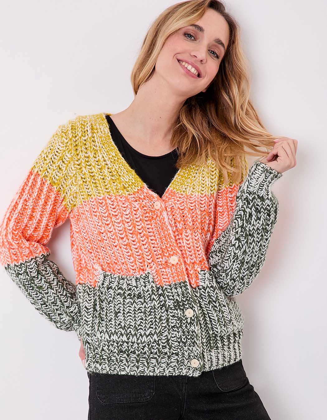 Gilet grosse maille chinée imprimé La Fiancée