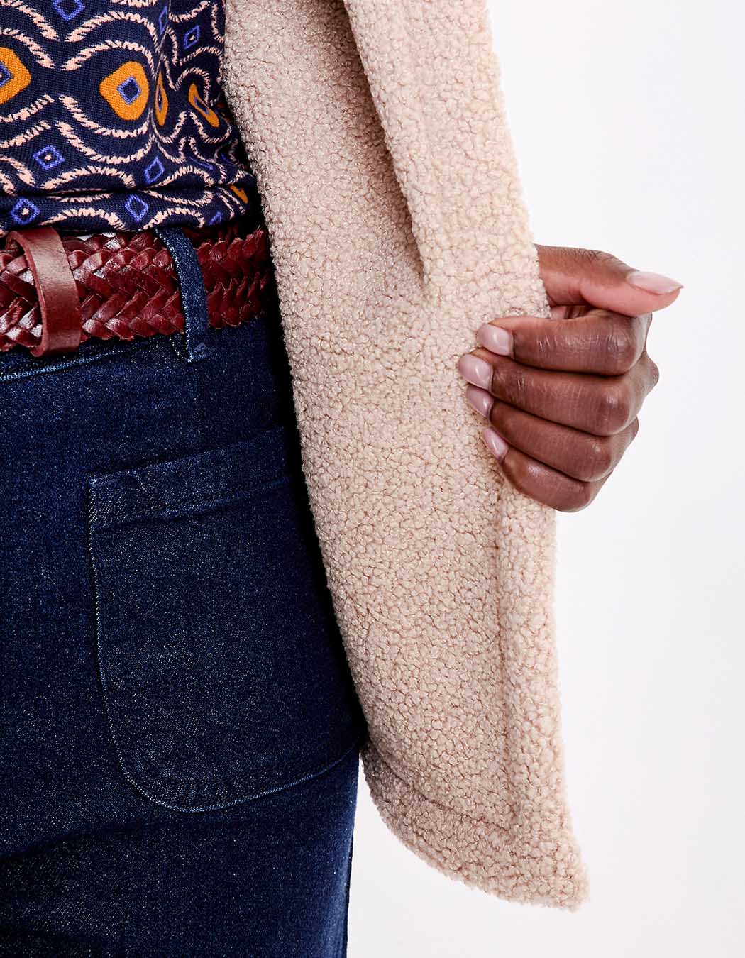 Gilet long sherpa sans manche r&eacute;versible imprim&eacute; La Fianc&eacute;e