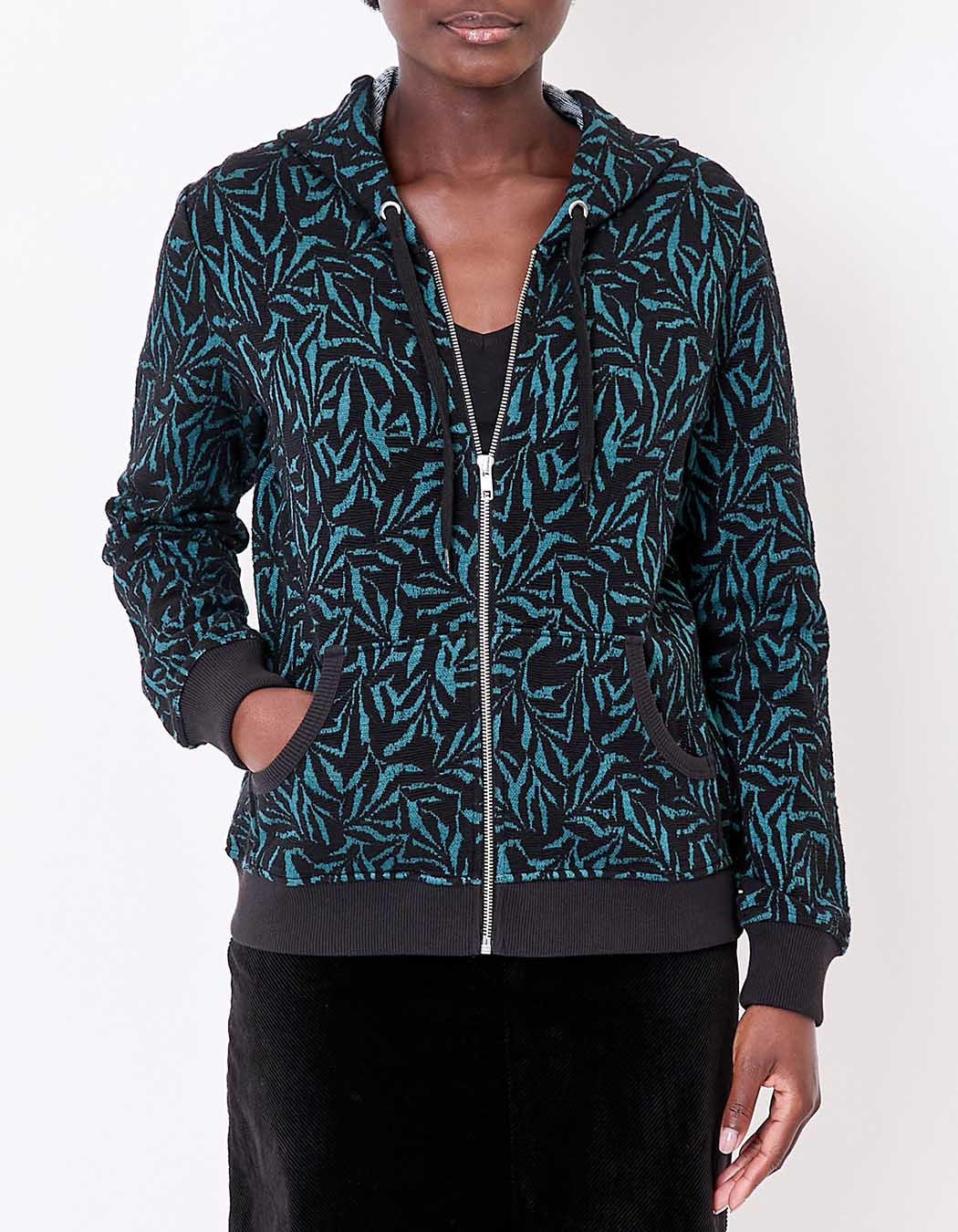 Sweat zippé maille jacquard imprimé La Fiancée