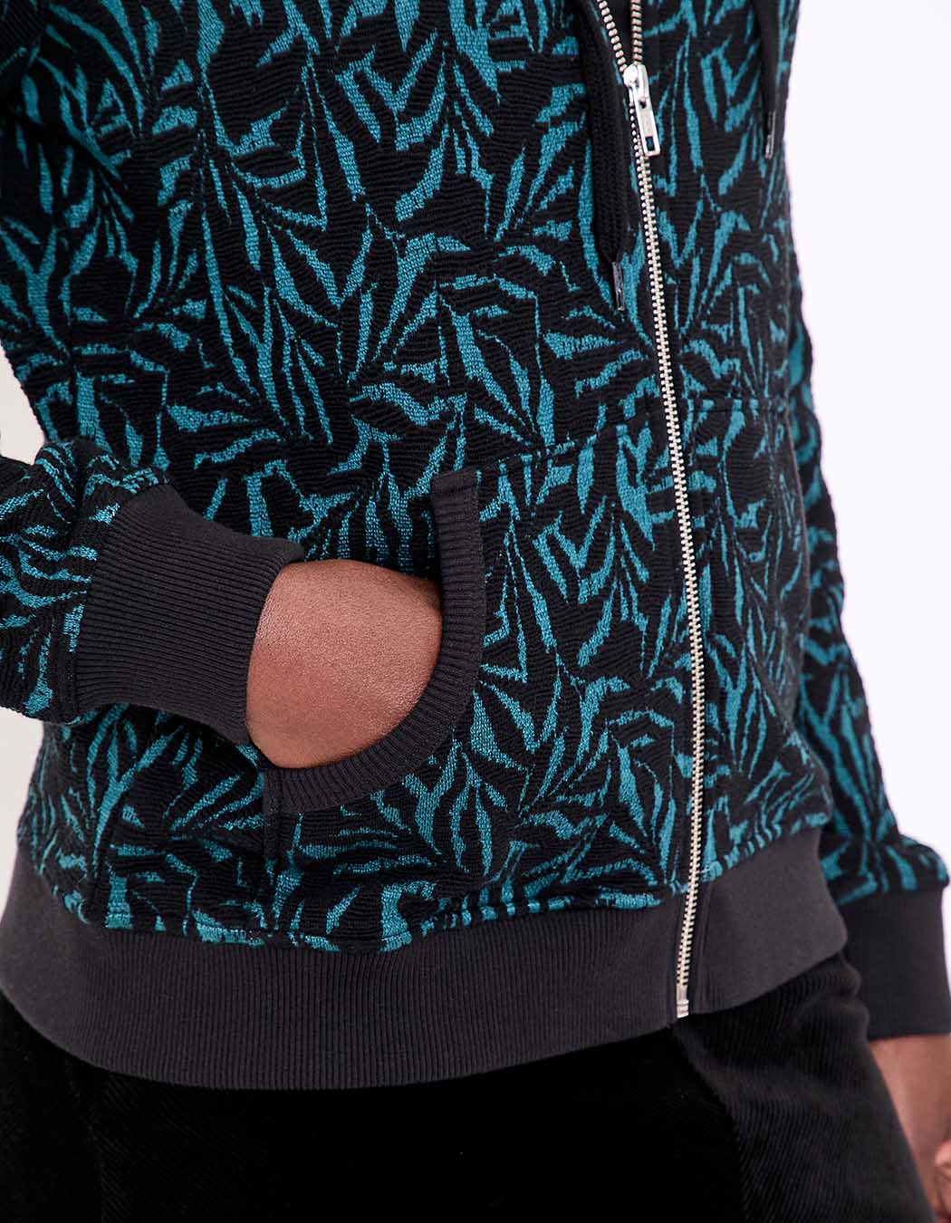 Sweat zippé maille jacquard imprimé La Fiancée