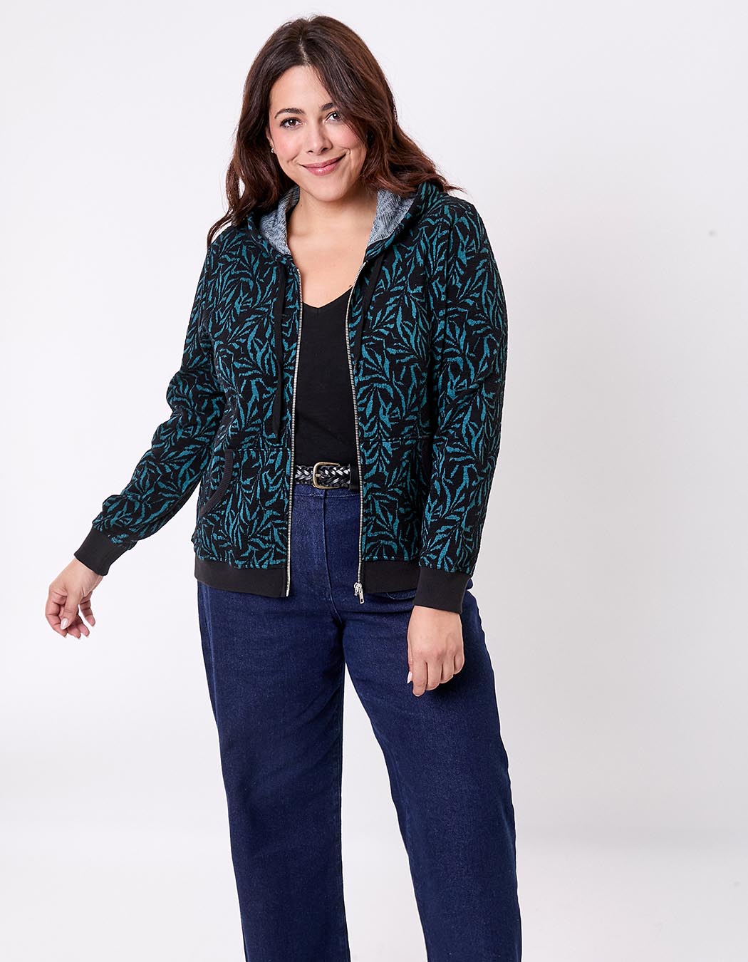 Sweat zippé maille jacquard imprimé La Fiancée