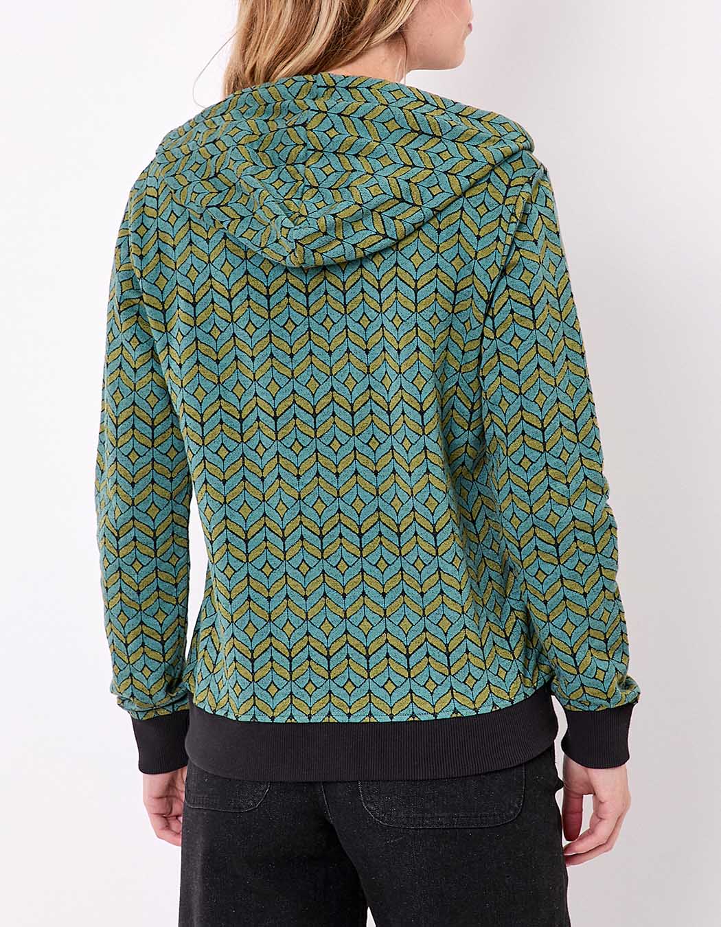 Sweat zippé maille jacquard imprimé La Fiancée