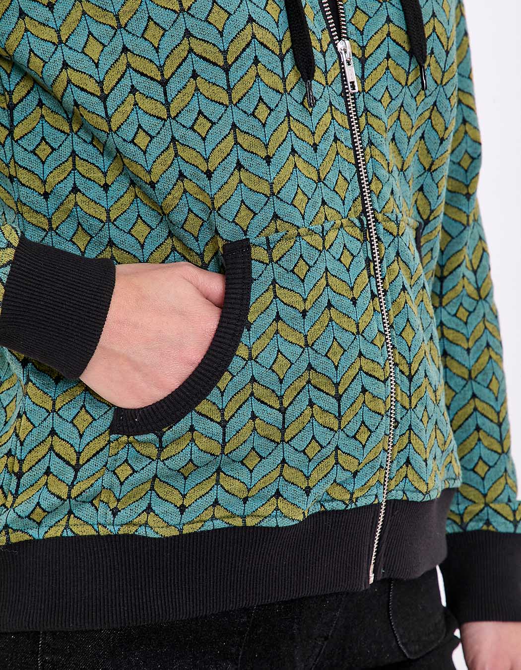 Sweat zippé maille jacquard imprimé La Fiancée