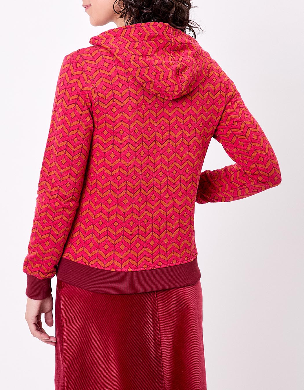 Sweat zippé maille jacquard imprimé La Fiancée