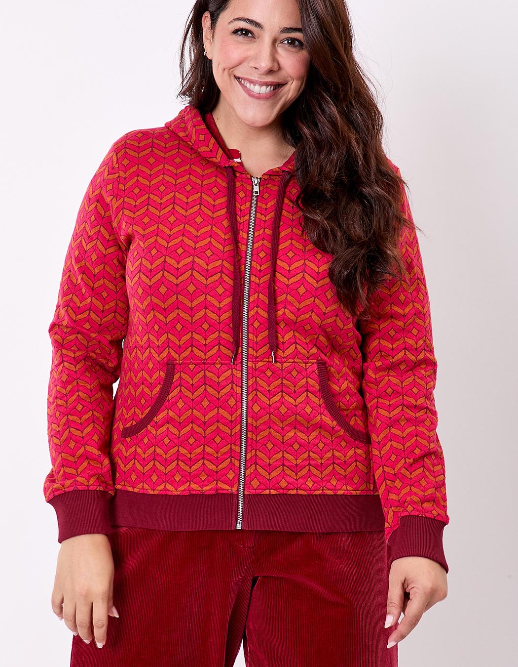 Sweat zippé maille jacquard imprimé La Fiancée