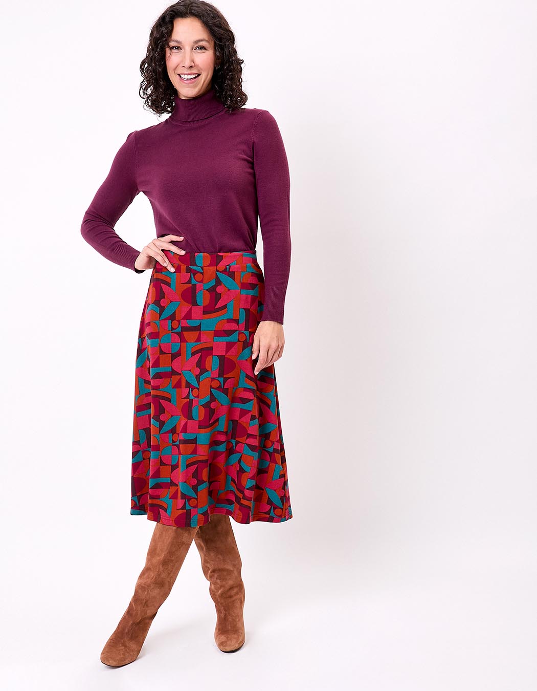 Jupe midi maille fluide imprimé La Fiancée
