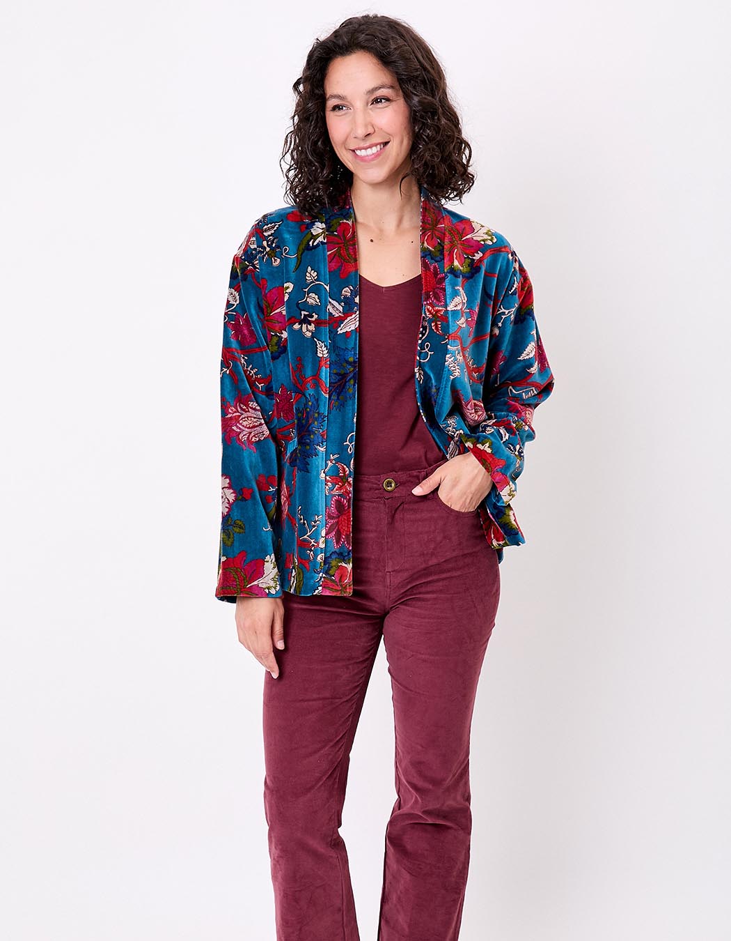Veste Kimono velours imprimé La Fiancée