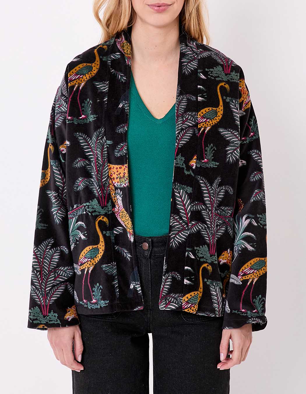 Veste Kimono velours imprimé La Fiancée
