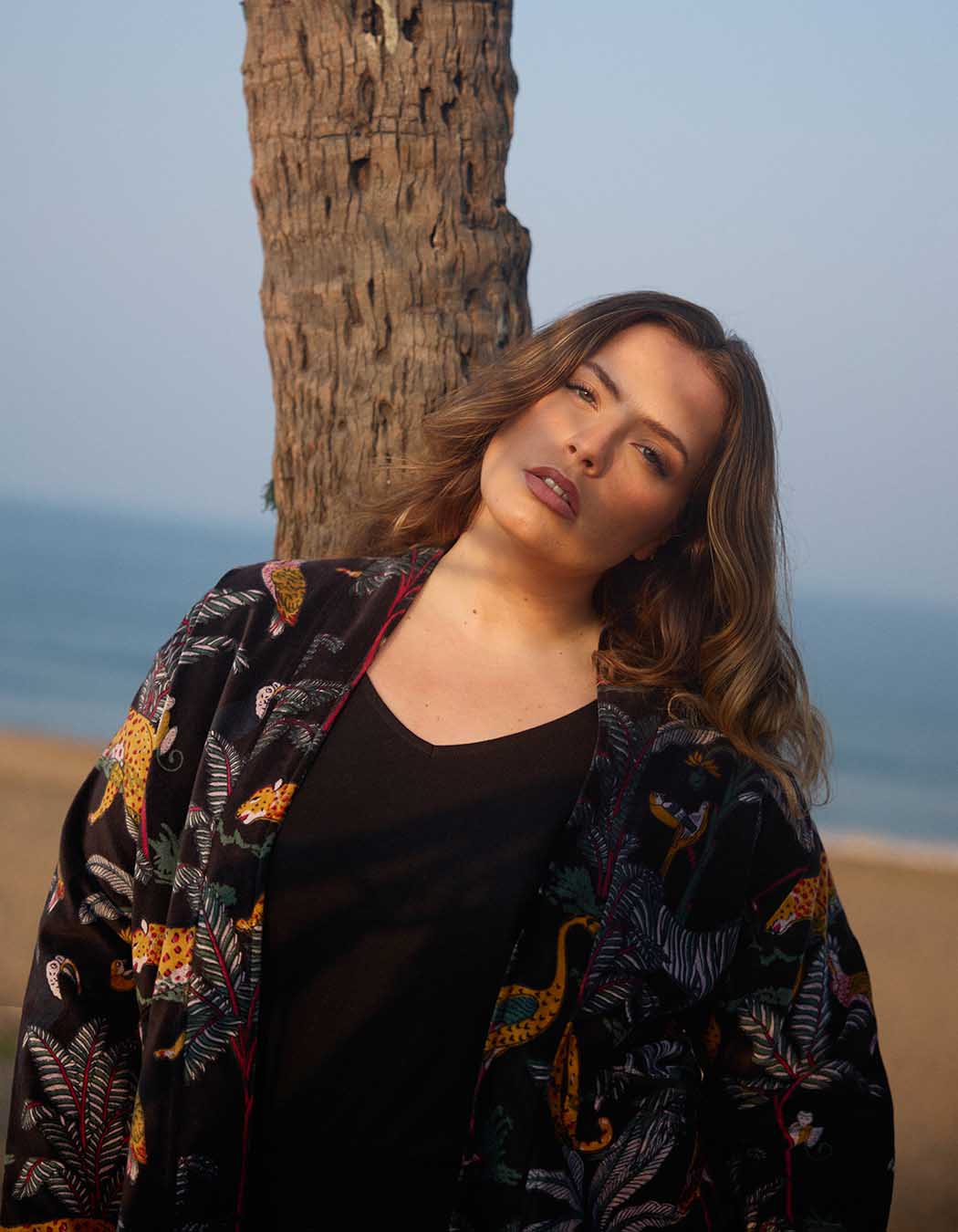 Veste Kimono velours imprimé La Fiancée