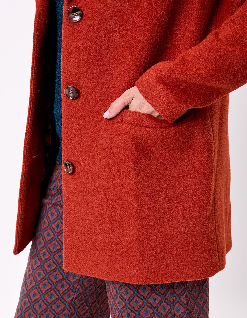 Manteau droit lainage imprimé La Fiancée