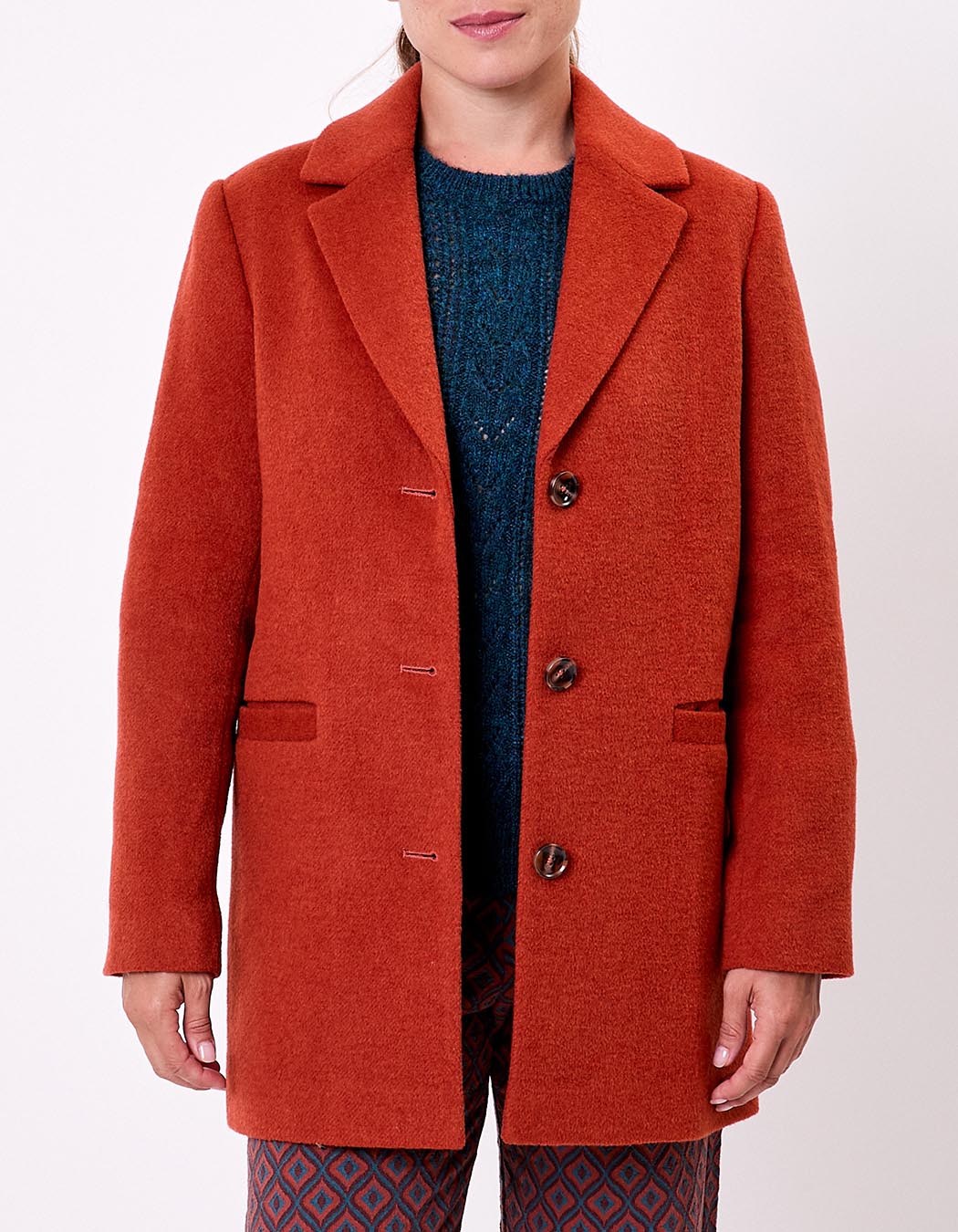 Manteau droit lainage imprimé La Fiancée