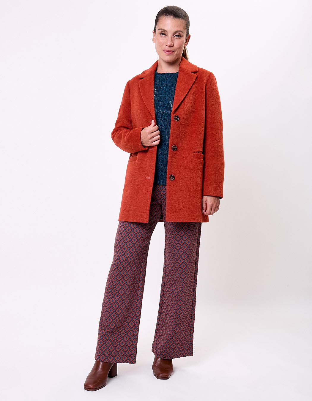 Manteau droit lainage imprimé La Fiancée