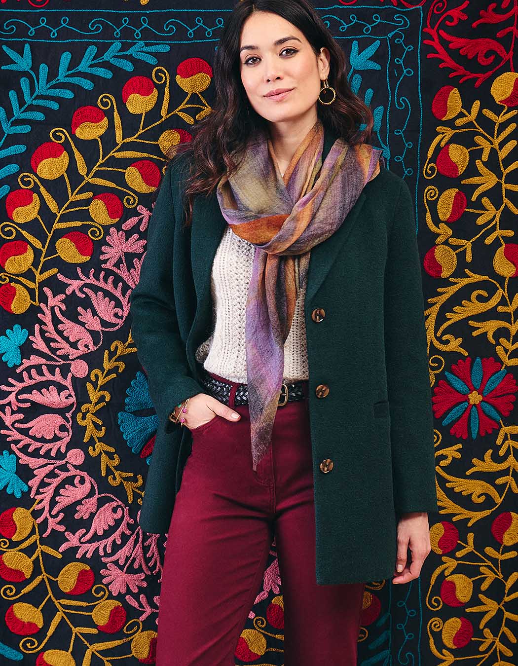 Manteau droit lainage imprimé La Fiancée