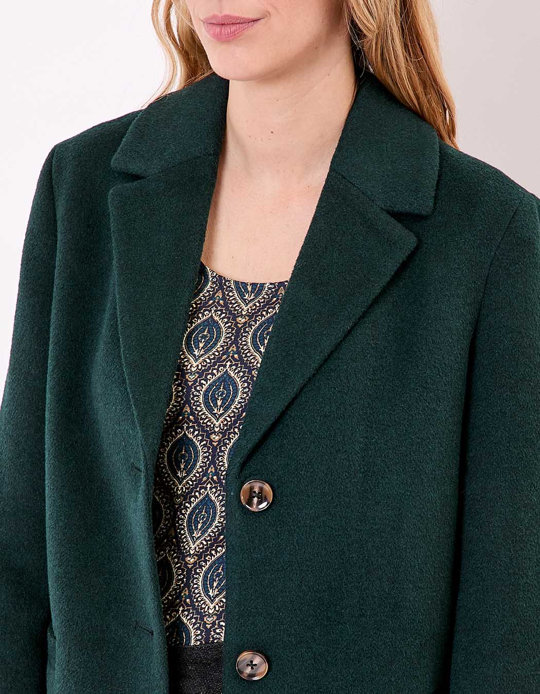 Manteau droit lainage imprimé La Fiancée