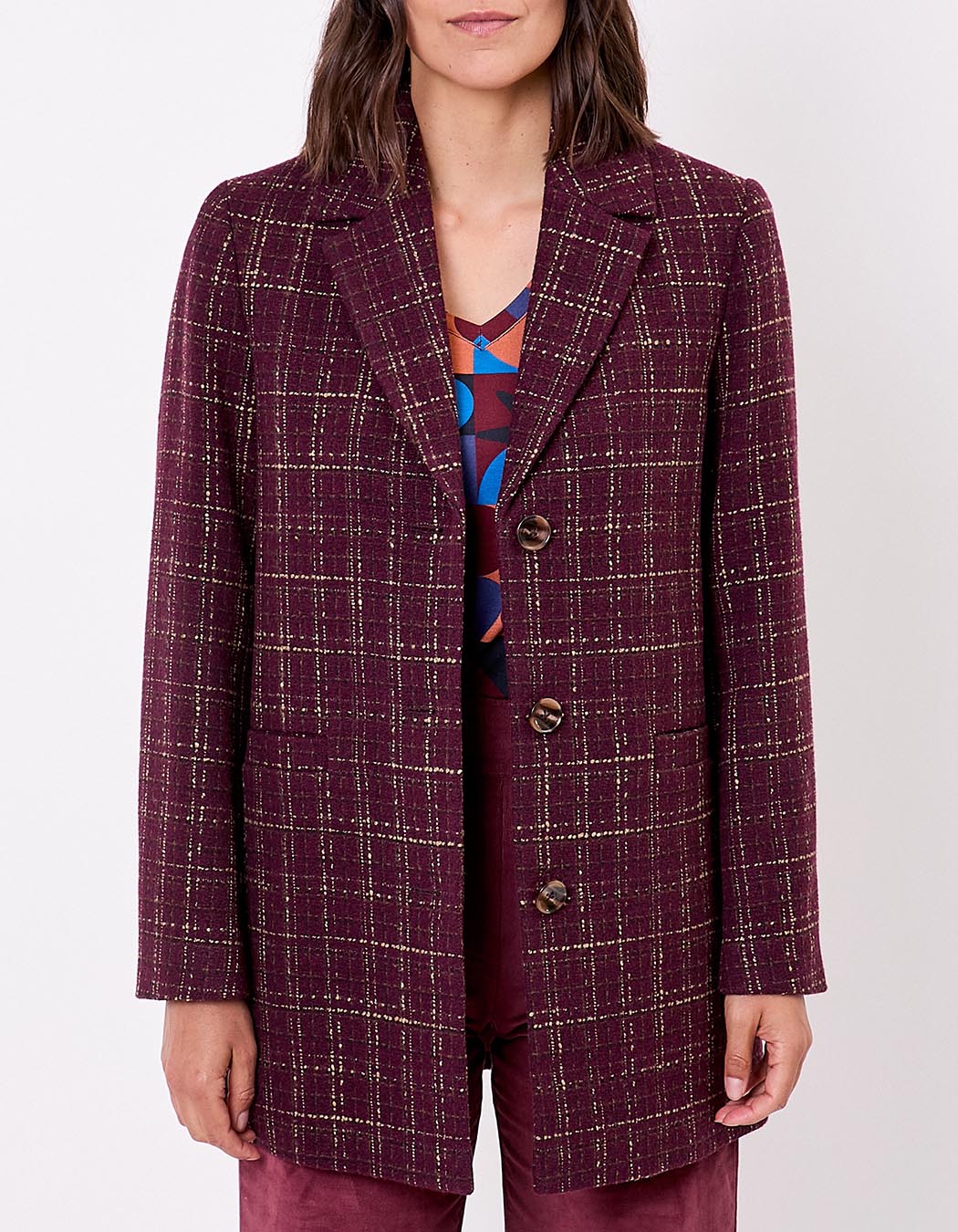 Manteau droit à carreaux imprimé La Fiancée