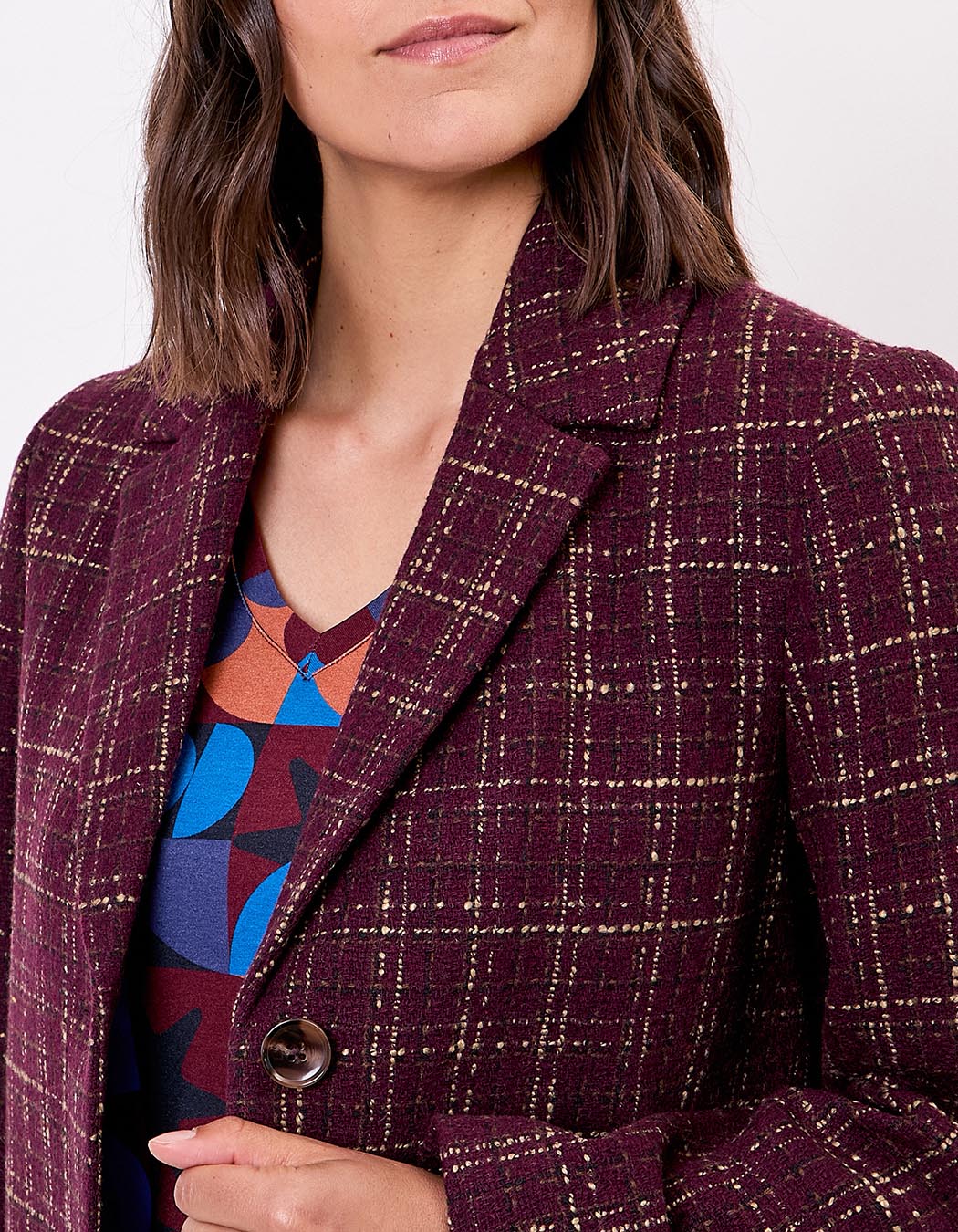 Manteau droit à carreaux imprimé La Fiancée