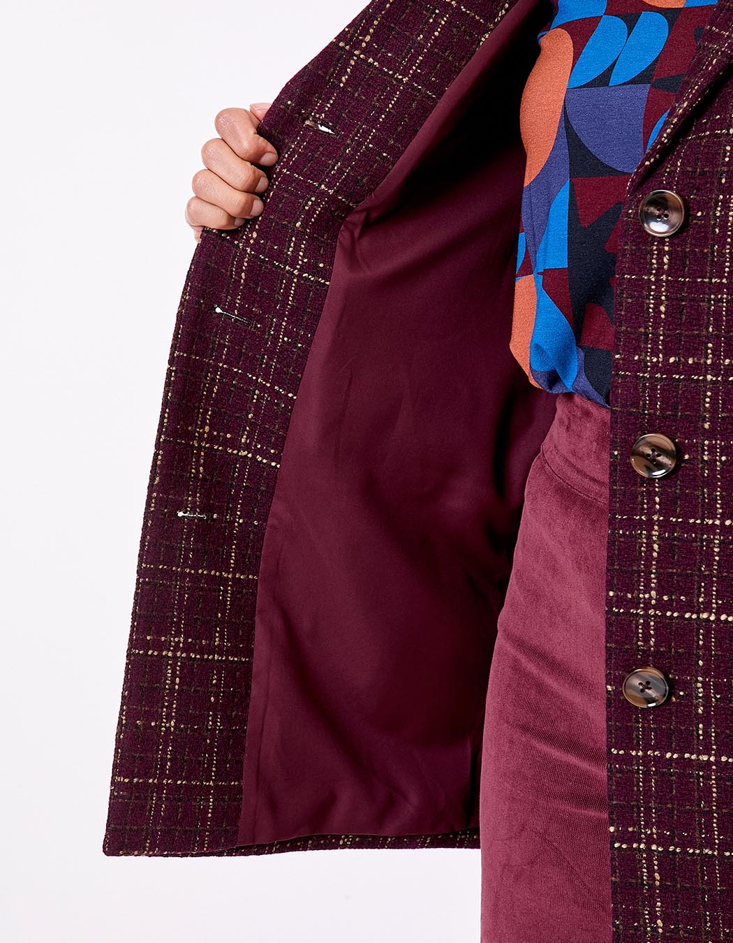 Manteau droit à carreaux imprimé La Fiancée