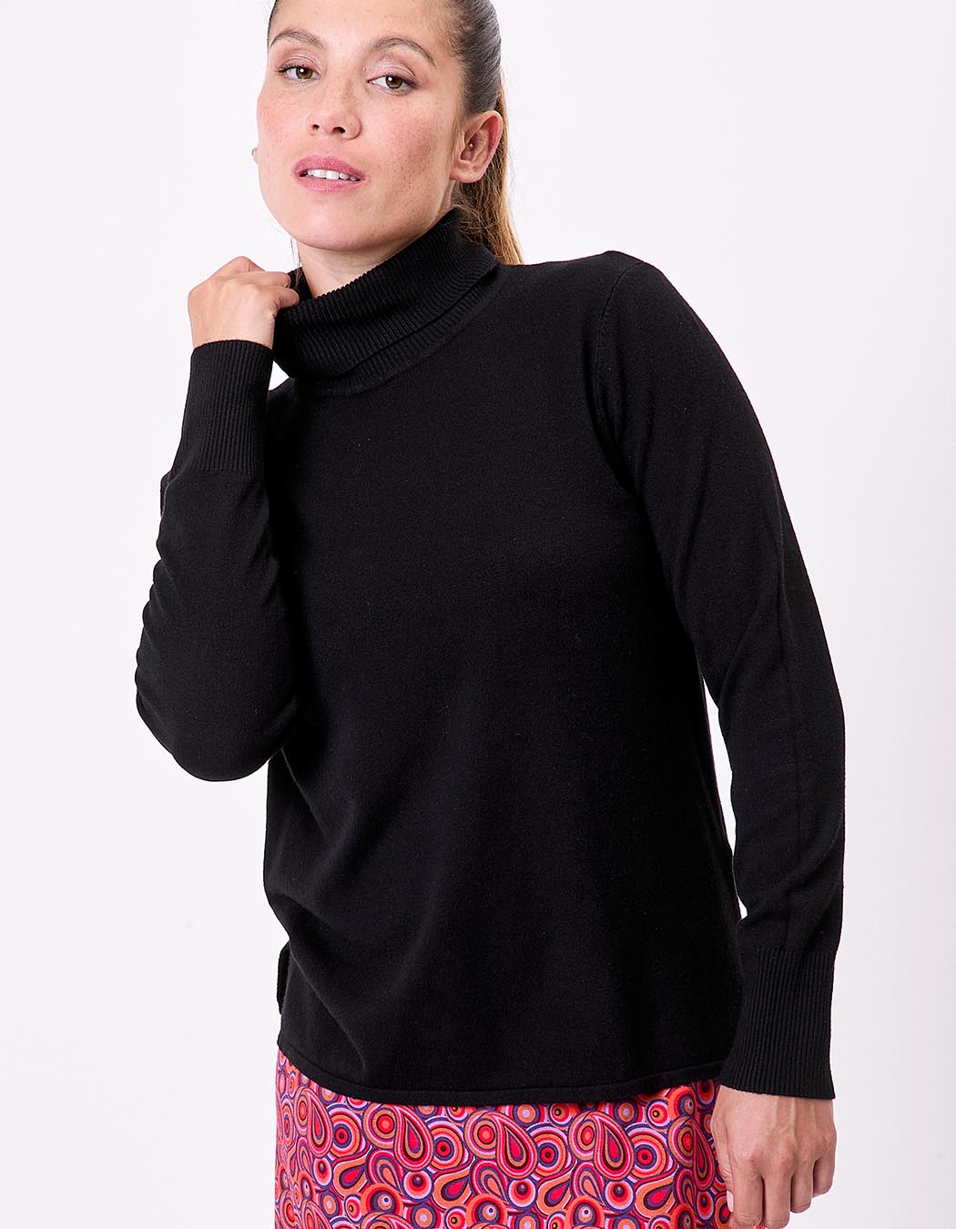 Pull maille col roul&eacute; imprim&eacute; La Fianc&eacute;e