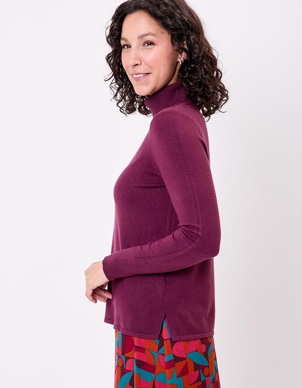 Pull maille col roulé imprimé La Fiancée