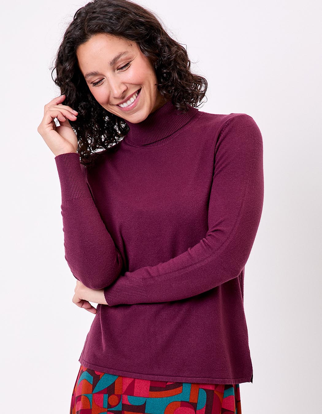 Pull maille col roulé imprimé La Fiancée
