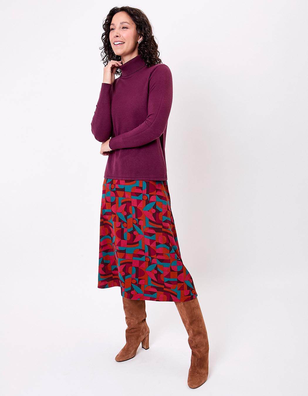 Pull maille col roulé imprimé La Fiancée