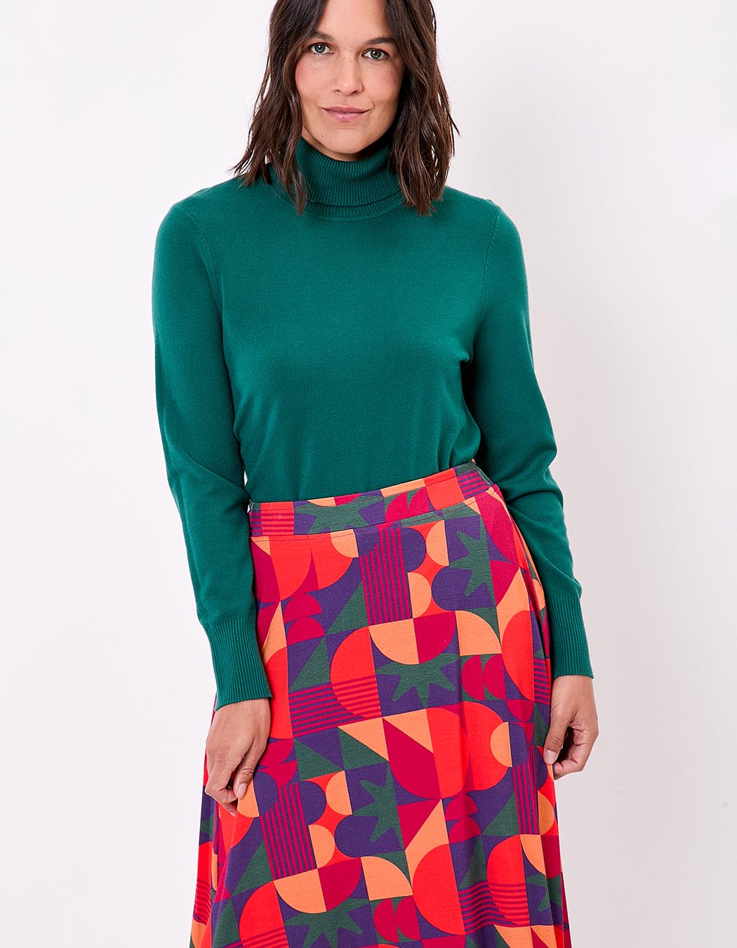 Pull maille col roulé imprimé La Fiancée