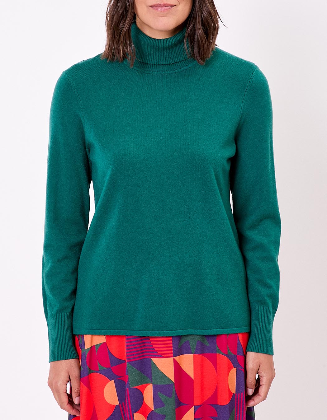 Pull maille col roulé imprimé La Fiancée