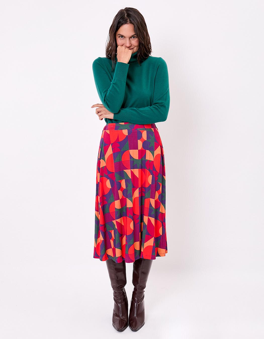 Pull maille col roulé imprimé La Fiancée