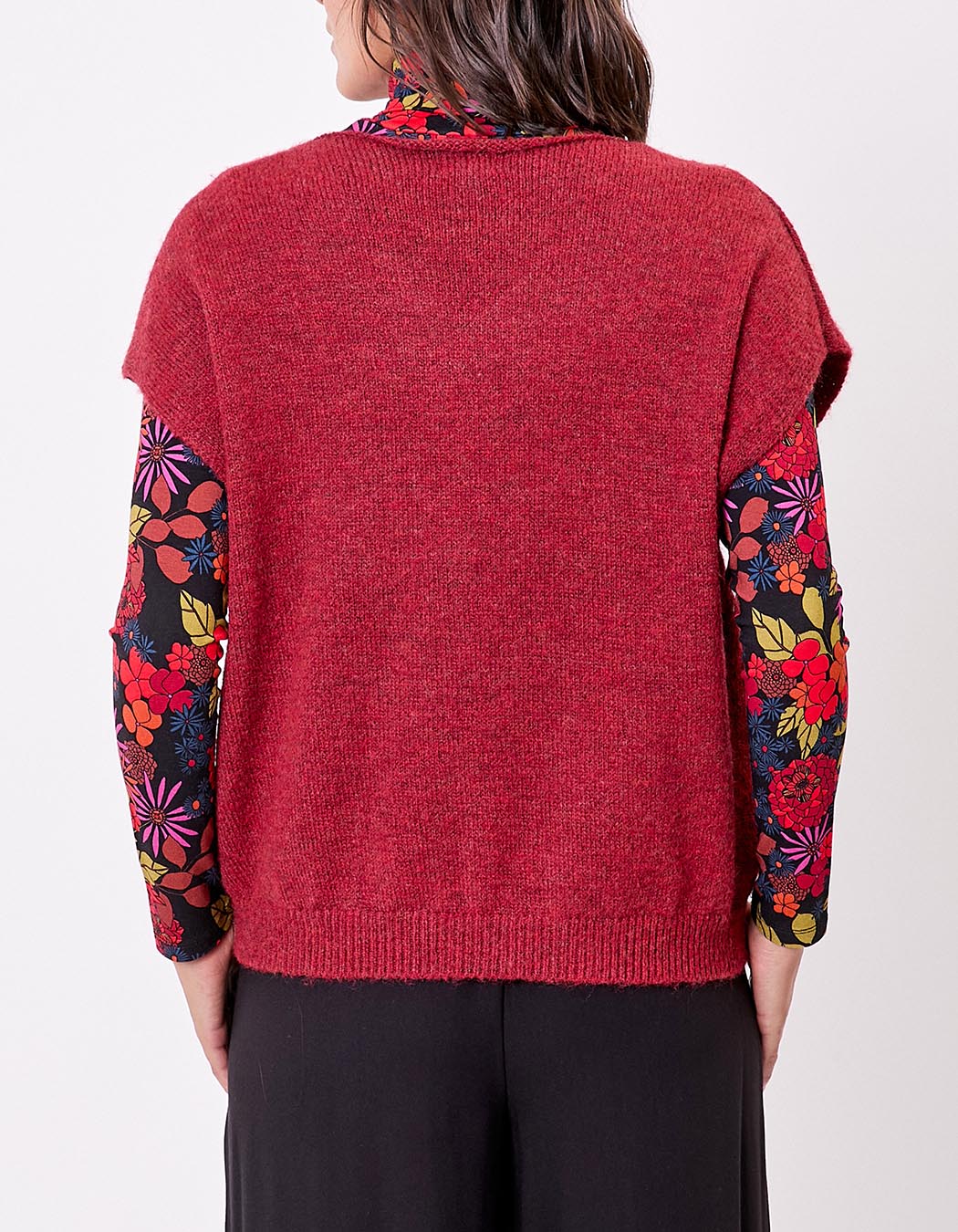Pull tricot sans manche uni imprimé La Fiancée